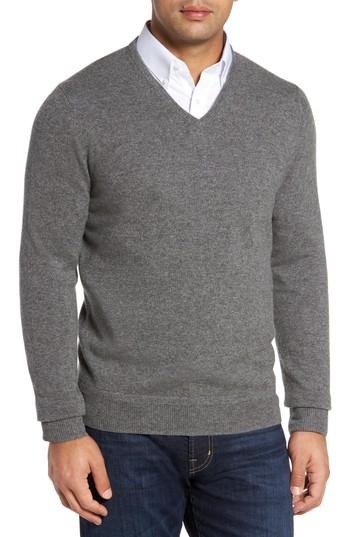 Men's Monte Rosso V-neck Cashmere Sweater - Grey