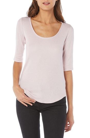 Women's Michael Stars Shine Reversible Scoop Cotton Blend Top, Size - Pink