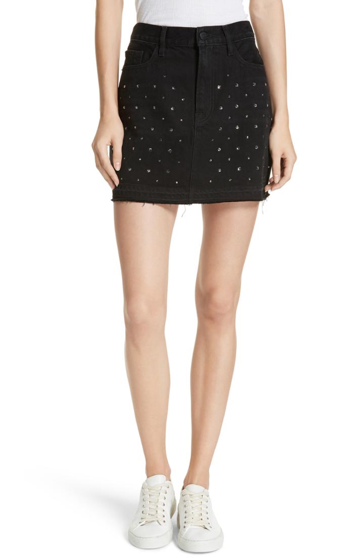 Women's Frame Le Mini Embellished Denim Skirt