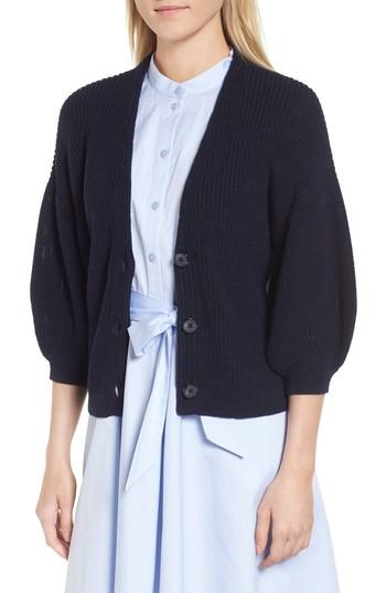 Women's Nordstrom Signature V-neck Cotton Cardigan - Blue