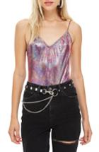 Women's Topshop Oil Slick Bodysuit Us (fits Like 0) - Pink