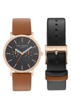 Men's Ted Baker London Brit Round Watch Three-strap Gift Set, 40mm