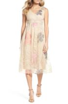 Women's Taylor Dresses Floral Embroidered Sleeveless Dress - Beige