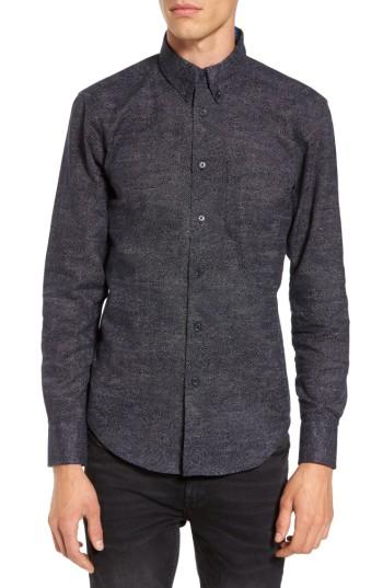 Men's Naked & Famous Kimono Waves Print Sport Shirt - Blue