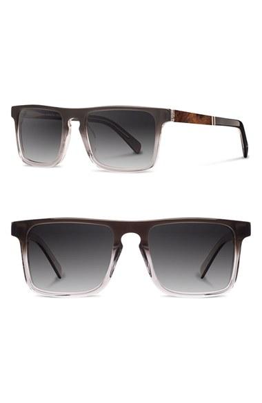 Men's Shwood 'govy 2' 53mm Sunglasses - Fog/ Elm Burl/ Grey