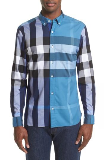 Men's Burberry Sawick Trim Fit Plaid Sport Shirt