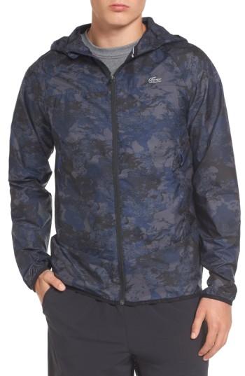 Men's Lacoste Ripstop Camo Zip Hoodie - Black