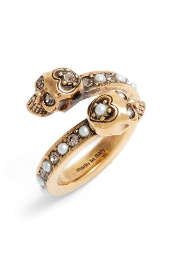 Women's Alexander Mcqueen Twin Skull Ring