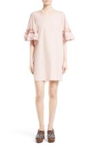 Women's See By Chloe Ruffle Eyelet Sleeve Shift Dress Us / 34 It - Pink