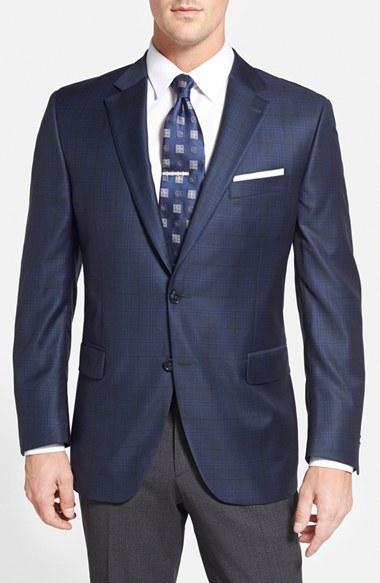 Men's Peter Millar 'flynn' Classic Fit Plaid Wool Sport Coat R - Blue