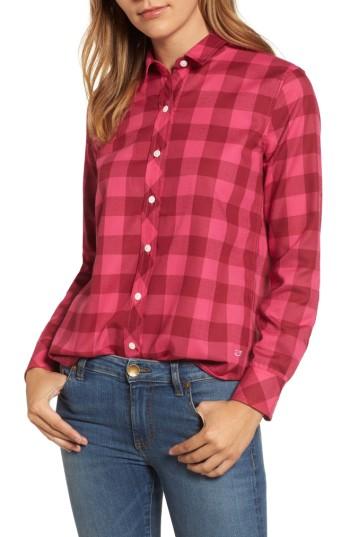 Women's Vineyard Vines Carmel Relaxed Buffalo Check Shirt - Red