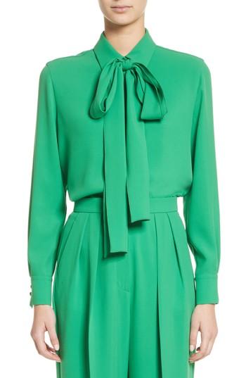 Women's Sara Battaglia Bow Neck Shirt Us / 38 It - Green