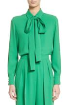 Women's Sara Battaglia Bow Neck Shirt Us / 38 It - Green