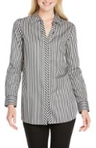Women's Foxcroft Vera Holiday Stripe Tunic Shirt - Grey