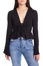 Women's Afrm Scarlett Tie Front Crop Top - Black