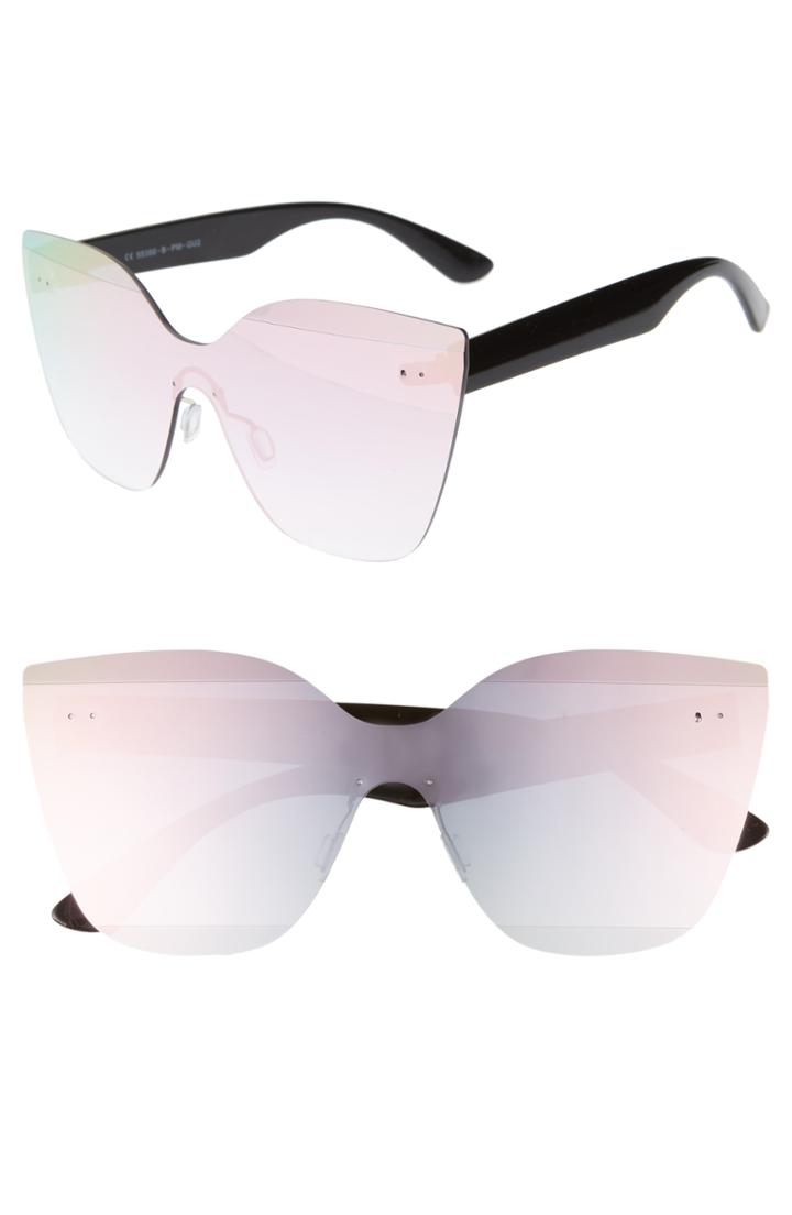 Women's Glance Eyewear 147mm Cat Eye Shield Sunglasses - Black/ Pink