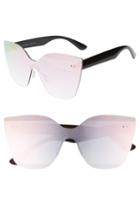 Women's Glance Eyewear 147mm Cat Eye Shield Sunglasses - Black/ Pink