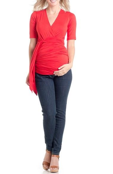 Women's Lilac Clothing 'bella' Faux Wrap Maternity Top