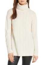 Women's Polo Ralph Lauren Side Slit Cable Turtleneck - Ivory