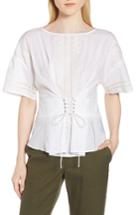 Women's Nordstrom Signature Lace-up Eyelet Top - White