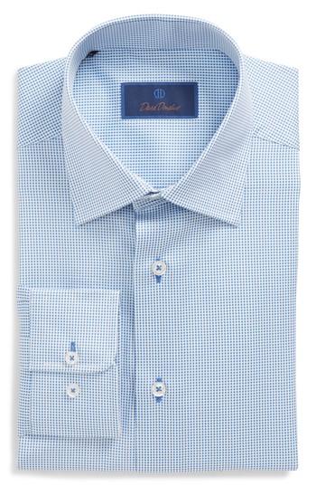 Men's David Donahue Regular Fit Dot Dress Shirt .5 - 32/33 - White