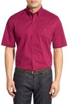 Men's Nordstrom Men's Shop Traditional Fit Short Sleeve Sport Shirt - Burgundy