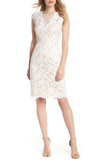 Women's Vince Camuto Illusion Lace Sheath Dress - Ivory