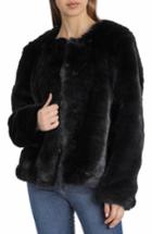 Women's Badgley Mischka Collarless Faux Fur Jacket