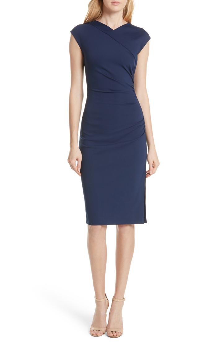 Women's Dvf Ruched Cap Sleeve Jersey Body-con Dress