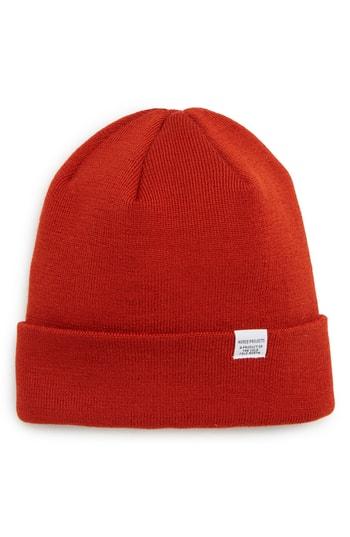Men's Norse Projects Merino Wool Beanie, Size - Orange