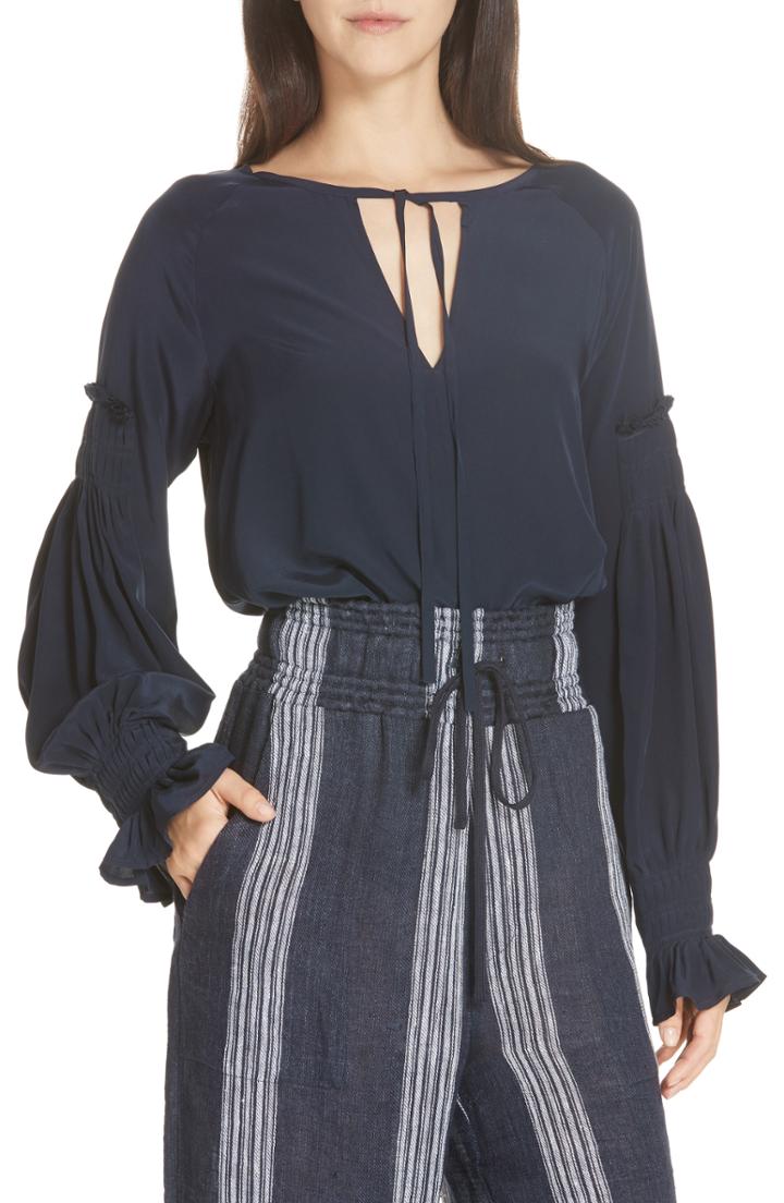 Women's Sea Suki Silk Boho Blouse - Blue