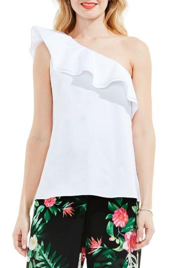 Women's Vince Camuto Ruffle One Shoulder Blouse, Size - White