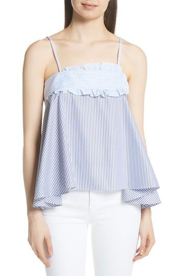 Women's Carven Stripe Cotton Swing Tank Us / 34 Fr - Blue