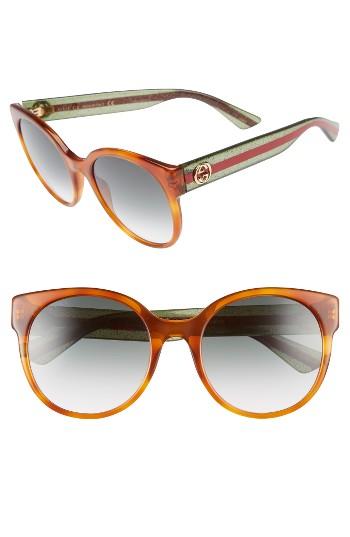 Women's Gucci 54mm Retro Sunglasses - Blonde Havana/ Green