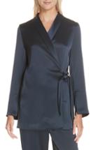 Women's Nanushka Opium Satin Wrap Jacket - Blue