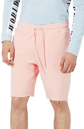 Men's Topman Cutoff Jersey Sweat Shorts - Pink