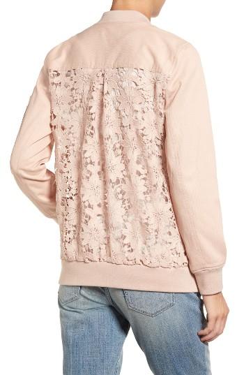 Women's Chelsea28 Lace Back Bomber Jacket, Size - Pink