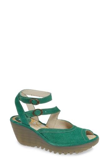 Women's Fly London Yaxi Wedge Sandal .5-8us / 38eu - Blue/green