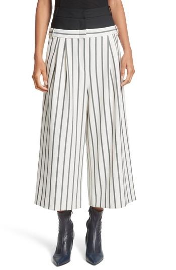 Women's Tibi Lucci Stripe Crop Wide Leg Pants - Ivory