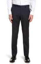 Men's Boss Lenon Cyl Flat Front Solid Wool Trousers R - Blue