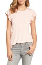 Women's Bobeau Flutter Sleeve Tee - Pink