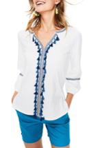 Women's Boden Tassel Embroidered Top - White