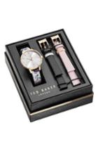 Women's Ted Baker London Kate Leather Strap Watch Set, 38mm