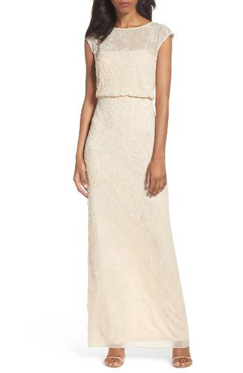 Women's Adrianna Papell Beaded Blouson Gown - Beige