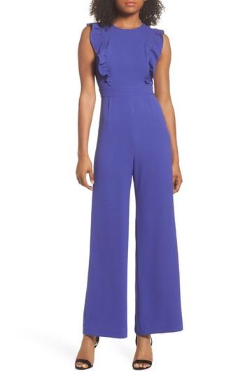 Women's Charles Henry Ruffle Jumpsuit - Blue
