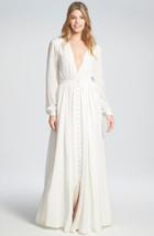 Women's Houghton 'galina' Plunging V-neck Silk Dress With Crystal Buttons