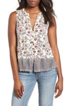 Women's Lucky Brand Border Print Peplum Tank - Ivory