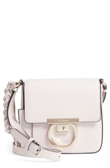 Salvatore Ferragamo Gancio Lock Leather Crossbody Bag - White
