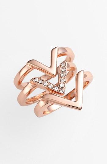 Rebecca Minkoff 'jewel Box' V Stacked Rings (set Of