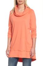 Women's Caslon Cowl Neck Tunic Sweatshirt, Size - Coral